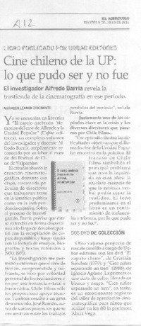 Cine chileno de la UP  [artículo] Maureen Lennon Zaninovic.