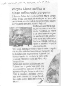 Vargas Llosa critica a clase adinerada peruana  [artículo].