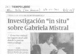 Investigación in situ sobre Gabriela Mistral  [artículo]