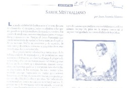 Saber mistraliano  [artículo] Juan Antonio Massone.