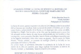 Analogía entre la lucha de sexos y la historia de David y Goliat en el cuento de Marta Brunet Piedra callada  [artículo] Pedro Barrios Saravia.