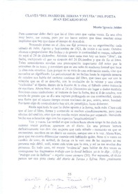 Claves "Del diario de Teresa y Sylvia" del poeta Juan Eduardo Díaz  [artículo] María Ignacia Jeldes.