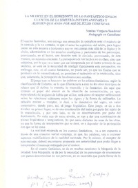 La muerte en el horizonte de lo fantástico en los cuentos De la simetría interplanetaria y Alguien que anda por ahí de Julio Cortázar  [artículo] Yanina Vergara Sandoval.