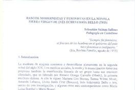 Rasgos modernistas y feministas en la novela Tierra virgen de Inés Echeverría Bello (Iris)  [artículo] Sebastián Salinas Salinas.
