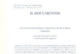 Acotaciones sobre originales de Pablo Neruda  [artículo] Nurieldin Hermosilla Rumié.
