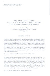 "Explico algunas cosas": la autoexégesis nerudiana en la poesía residenciaria y pre-residenciaria  [artículo] Guillermo Duff.