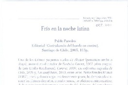 Frío en la noche latina  [artículo] Ricardo Sánchez.