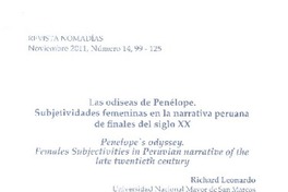 Las odiseas de Penélope  [artículo] Richard Leonardo.