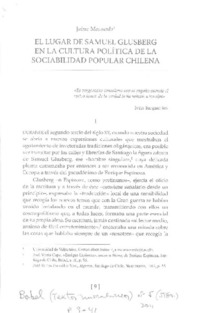 El lugar de Samuel Glusberg en la cultura política de la sociabilidad popular chilena  [artículo] Jaime Massardo.