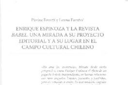 Enrique Espinoza y la revista Babel  [artículo] Pierina Ferretti y Lorena Fuentes.