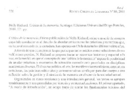 Crítica de la memoria  [artículo] Eduardo Vergara Torres.