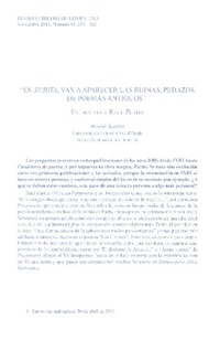 "El Zurita, van a aparecer las ruinas, pedazos de poemas antiguos" (entrevista)  [artículo] Banoit Santini.