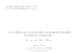 "El Zurita, van a aparecer las ruinas, pedazos de poemas antiguos" (entrevista)  [artículo] Banoit Santini.