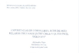Experiencias de cordillera, ecos del frío  [artículo] Alejandra Vega.