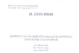 Representación burlesca de los blasones en Gran señor y rajadiablos  [artículo] Luis Hermosilla.