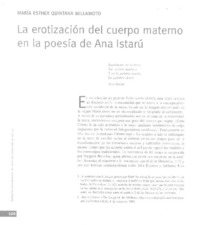 La erotización del cuerpo materno en la poesía de Ana Istarú  [artículo] María Esther Quintana Millamoto.