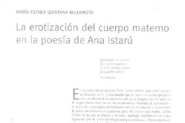 La erotización del cuerpo materno en la poesía de Ana Istarú  [artículo] María Esther Quintana Millamoto.