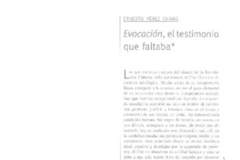 Evocación, el testimonio que faltaba  [artículo] Ernesto Pérez Chang.