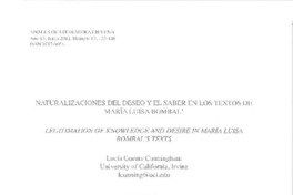Naturalización del deseo y el saber en los textos de María Luisa Bombal  [artículo] Lucía Guerra Cunningham.