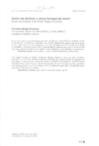 Salón de belleza u otras formas de morir  [artículo] Daniela Renjel Encinas.