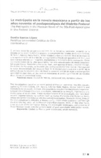 La metrópoli en la novela mexicana a partir de los años noventa  [artículo] Danilo Santos López.