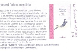 Leonard Cohen, novelista  [artículo] Juan Carlos Ramírez F.