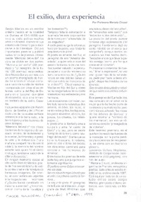El exilio, dura experiencia  [artículo] Marcela Ciruzzi