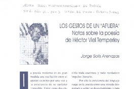 Los gestos de un "afuera" : notas sobre la poesía de Héctor Viel Temperley. [artículo]