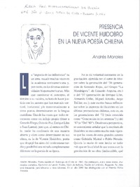Presencia de Vicente Huidobro en la nueva poesía chilena.  [artículo]
