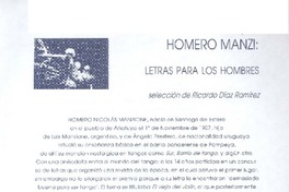 Homero Manzi: letras para los hombres [artículo] Ricardo Díaz Ramírez.