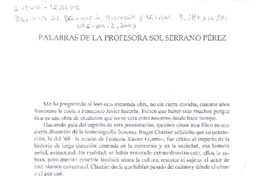 Palabras de la profesora Sol Serrano Pérez.  [artículo]
