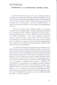 Entrevista a la escritora Virginia Vidal.  [artículo]