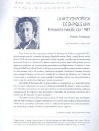 La acción poética de Enrique Lihn  [artículo] Pablo Poblete.