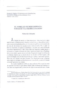 El Nobel en su descontento, Stiglitz y la globalización  [artículo] Sebastián Edwards.