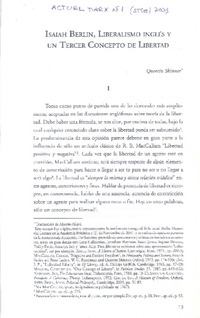 Isaiah Berlin, liberalismo inglés y un tercer concepto de litbertad  [artículo] Quentin Skinner.