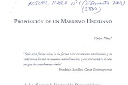 Proposición de un Marxismo Hegeliano  [artículo] Carlos Pérez.