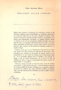 Eduardo Solar Correa  [artículo] Fidel Araneda Bravo.