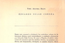 Eduardo Solar Correa  [artículo] Fidel Araneda Bravo.