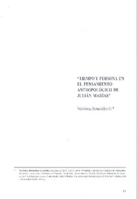 Tiempo y persona en el pensamiento antropológico de Julián Marias  [artículo] Verónica Benavides G.