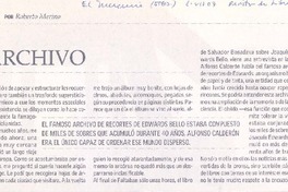 Cosas de archivo  [artículo] Roberto Merino.