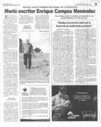 Murió escritor Enrique Campos Menéndez  [artículo].