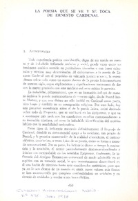 La poesía que se ve y se toca de Ernesto Cardenal  [artículo] Feliciano Flores.