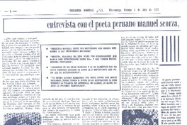 Entrevista con el poeta peruano Manuel Scorza, por Jean Michel Fossey, desde París (entrevista)  [artículo] Jean Michel Fossey.
