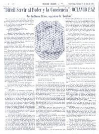 Difícil servir al poder y la conciencia" (entrevista)  [artículo] Guillermo Ochoa.