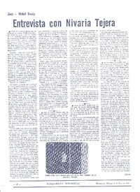 Entrevista con Bivaria Tejera (entrevista)  [artículo] Jean Michel Fossey.