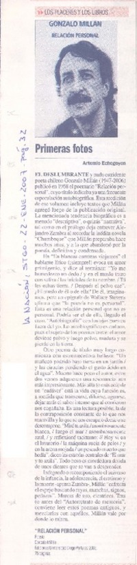 Primeras fotos  [artículo] Artemio Echegoyen.