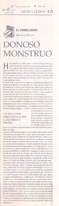 Donoso monstruo  [artículo] Avaro Bisama.