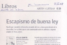 Escapismo de buena ley  [artículo] Camilo Marks.