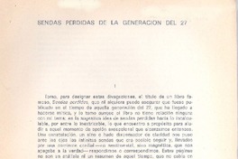 Sendas perdidas de la Generación del 27  [artículo] Rosa Chacel.