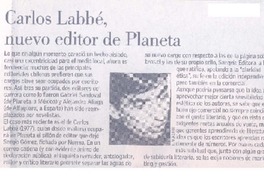 Carlos Labbé, nuevo editor de Planeta  [artículo].